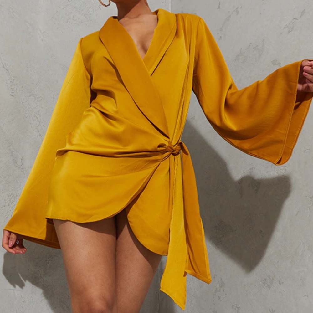 Satin wrap mini dress